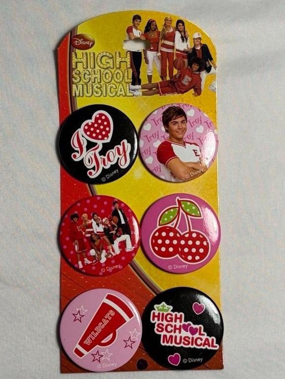 High School Musical Button Pins Set - Pink, Red, Black